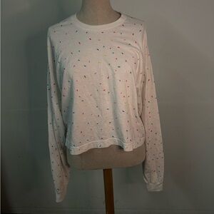 Women’s white sprinkle long sleeve shirt size L
